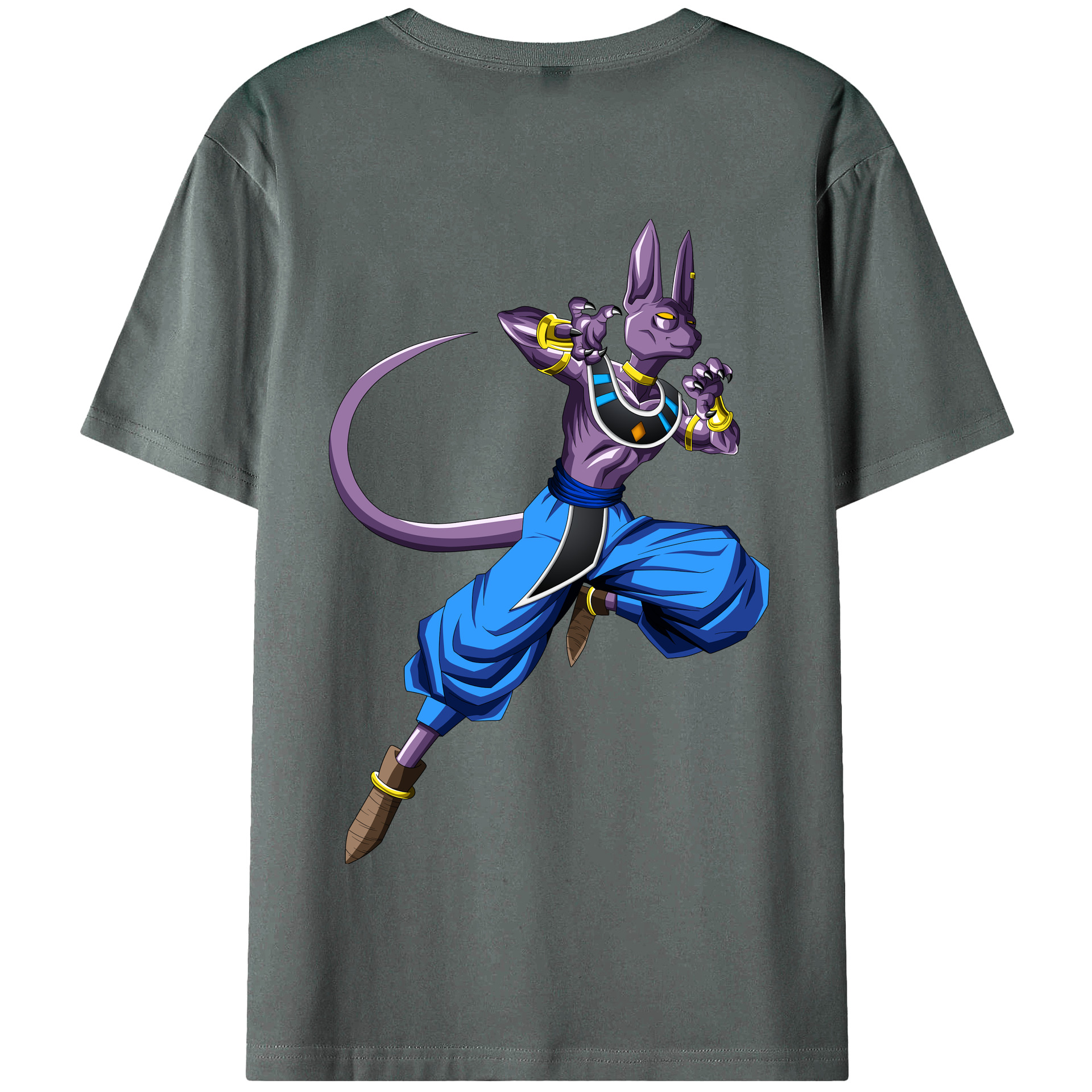 （画像用） ドラゴンボール ビルス 破壊神ビルス DRAGON BALL Beerus Birusu 綿100％半袖Tシャツ（背面プリント）